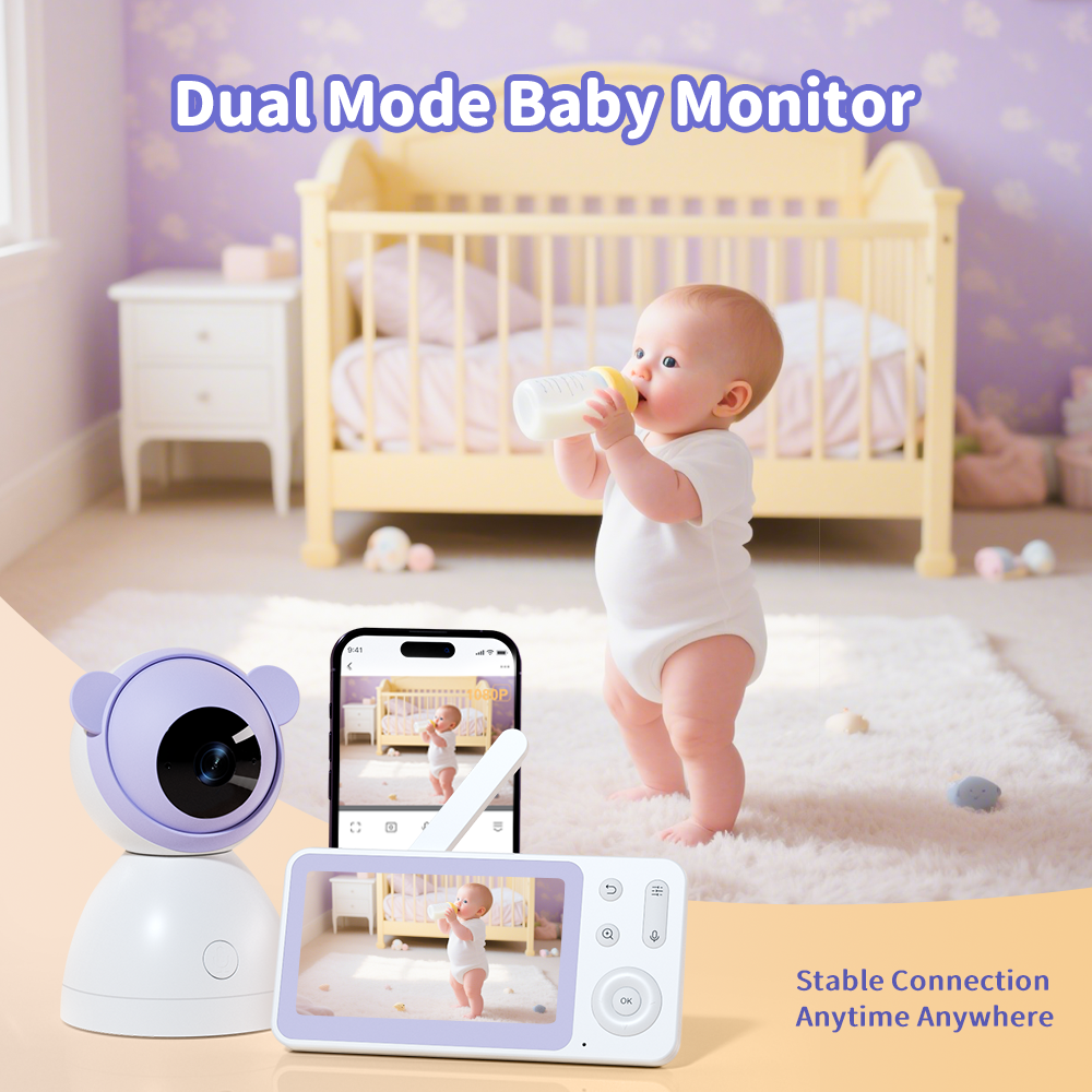 Paarse Young Nest babyfoon met camera