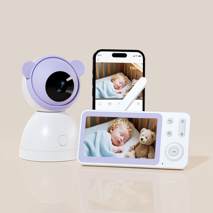 Paarse Young Nest babyfoon met camera