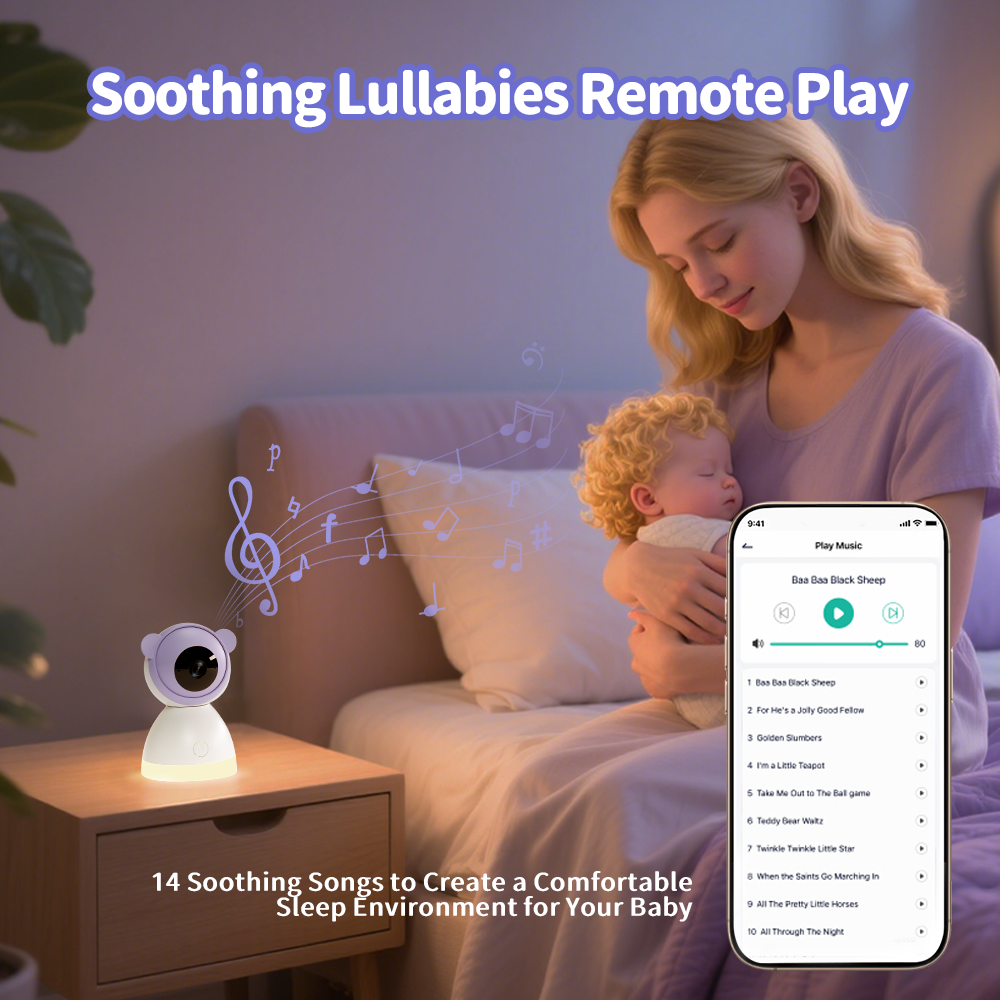 Paarse Young Nest babyfoon met camera